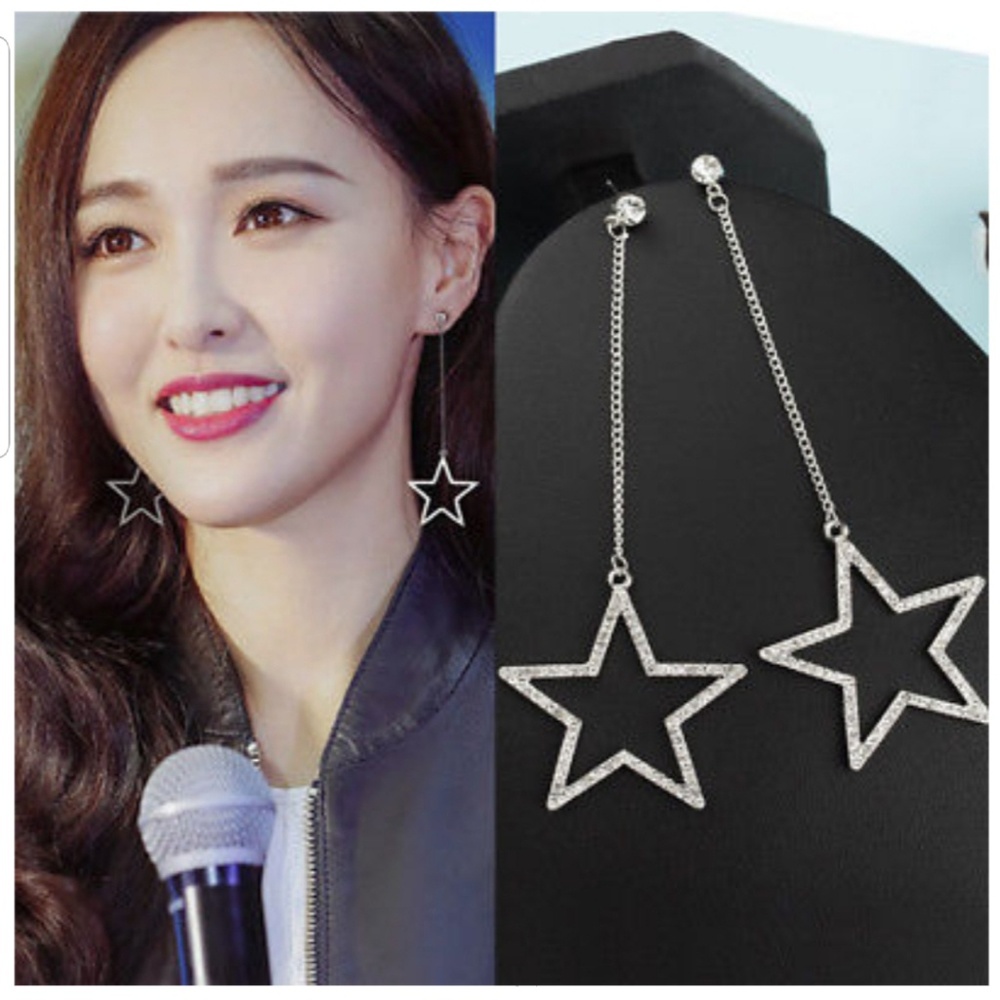 Dangle Star Earrings - Picture 3 of 6